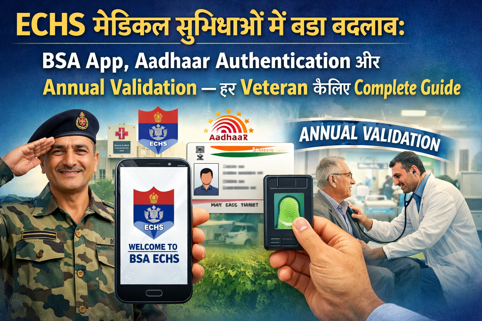 ECHS मेडिकल सुविधाओं में बड़ा बदलाव: BSA App, Aadhaar Authentication और Annual Validation — हर Veteran के लिए Complete Guide
