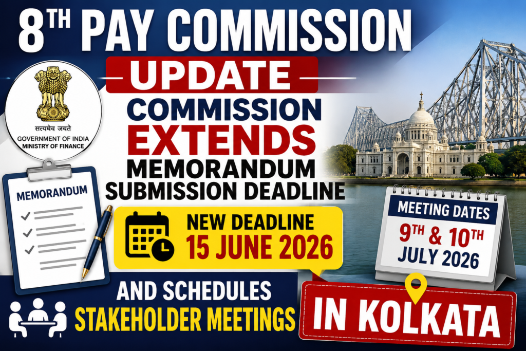 8th Pay Commission Update: Commission Extends Memorandum Submission Deadline and Schedules Stakeholder Meetings in Kolkata